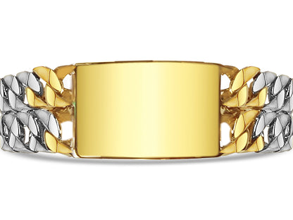 ID Curb Solid Gold Handmade Bracelet , 27mm, 6.5-10 Inch