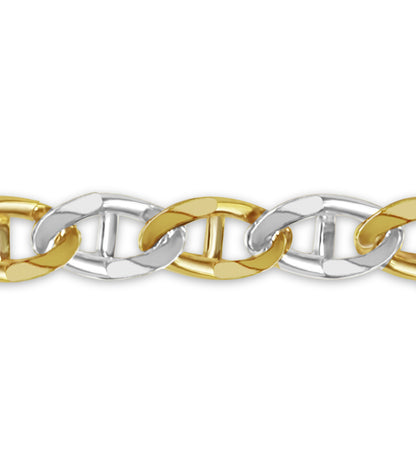 18k Solid Yellow Gold Handmade 15mm Mariner Link Bracelet, 9.5", Approx 99g