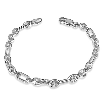 Rolo (Figaro) Solid Gold Handmade Bracelet , 5mm, 6.5-10 Inch