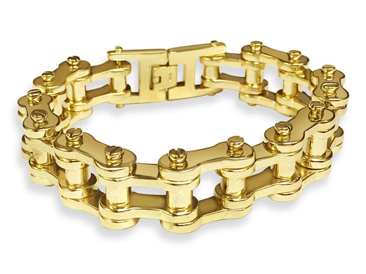 Motorcycle/Bike Chain Solid Gold Handmade Bracelet , 20mm, 6.5-10 Inch