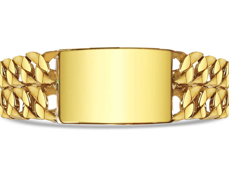 ID Curb Solid Gold Handmade Bracelet , 27mm, 6.5-10 Inch