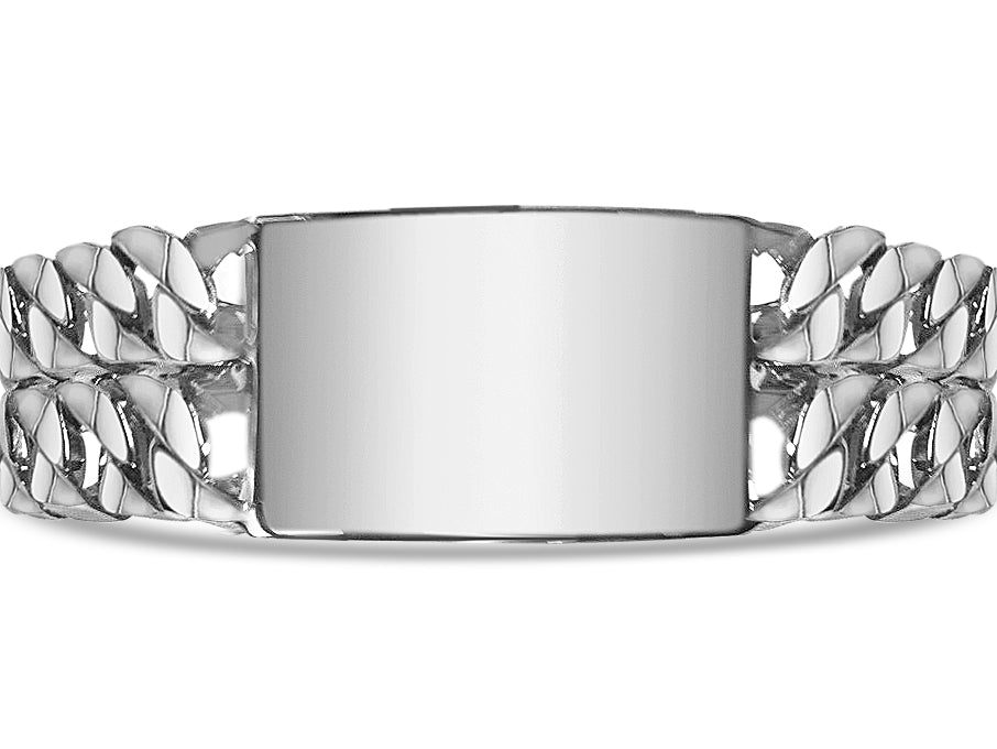 ID Curb Solid Gold Handmade Bracelet , 27mm, 6.5-10 Inch