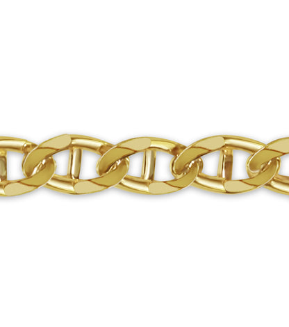 18k Solid Yellow Gold Handmade 15mm Mariner Link Bracelet, 9.5", Approx 99g