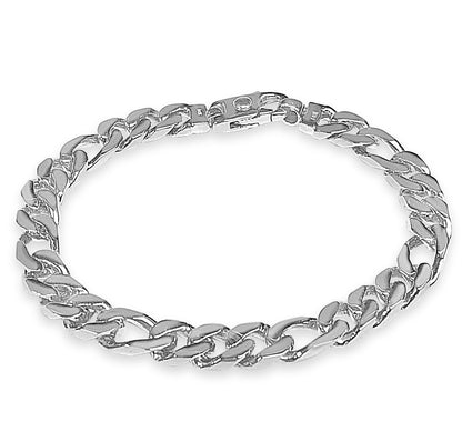 Figaro Solid Gold Handmade Bracelet , 8mm, 6.5-10 Inch
