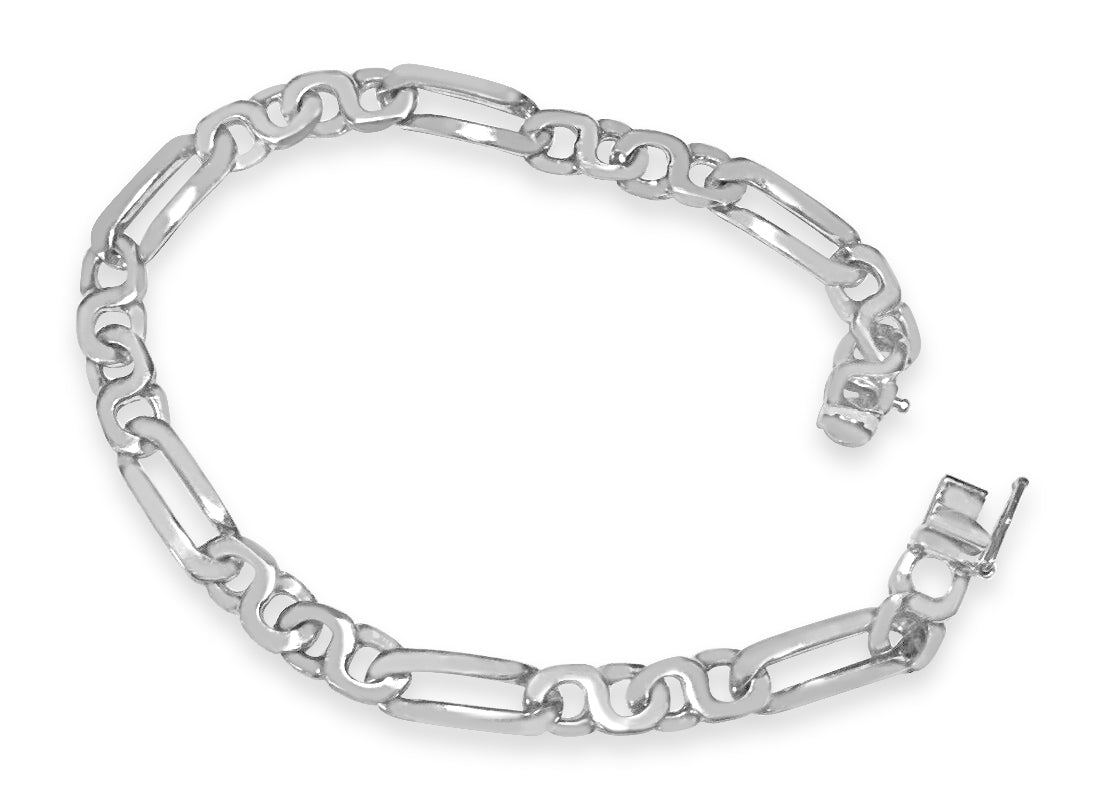 Figaro Infinity Solid Gold Handmade Bracelet , 4mm, 6.5-10 Inch