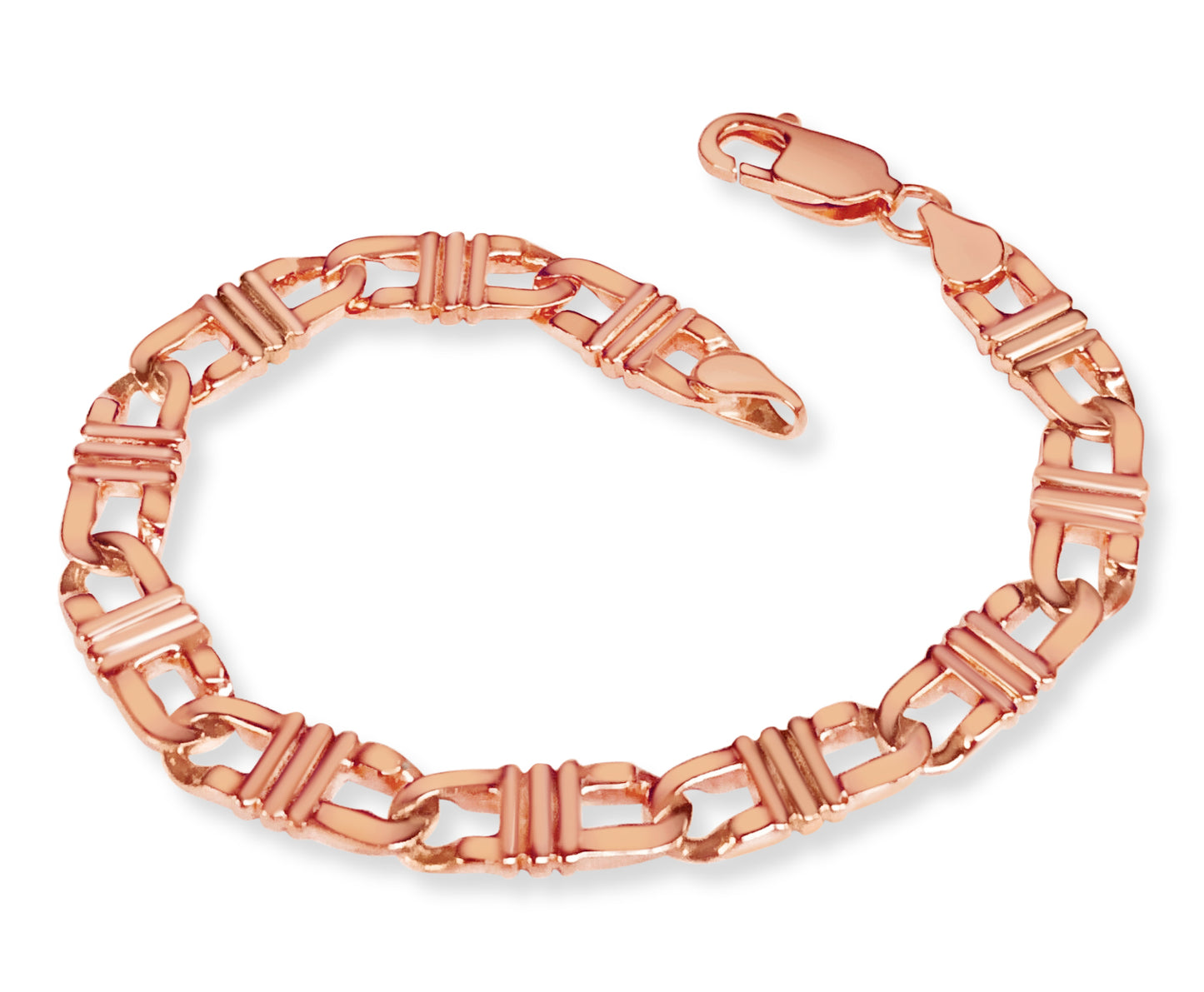 Flat Solid Gold Handmade Bracelet , 7mm, 6.5-10 Inch