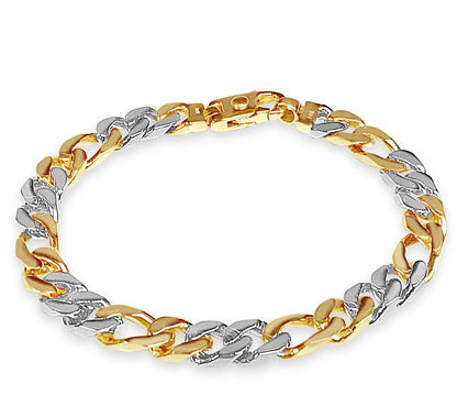 Figaro Solid Gold Handmade Bracelet , 8mm, 6.5-10 Inch