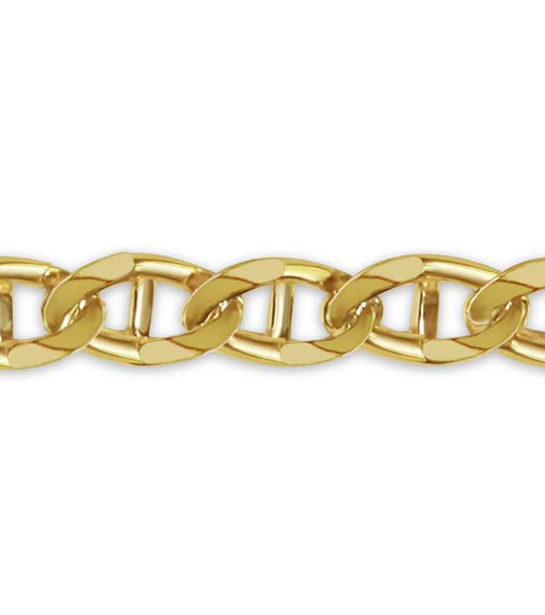 Mariner Solid Gold Handmade Bracelet , 15mm, 6.5-10 Inch