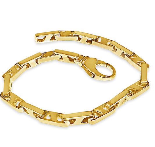 Buckle Solid Gold Handmade Bracelet , 5mm, 6.5-10 Inch