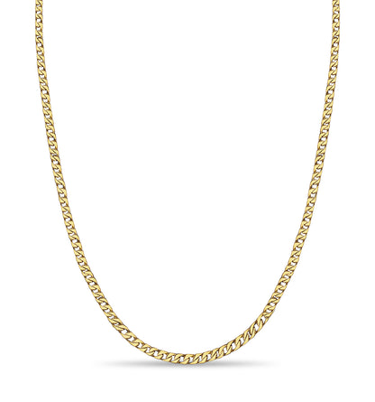 Curb Solid Gold Handmade Necklace , 9mm, 16-30 Inch