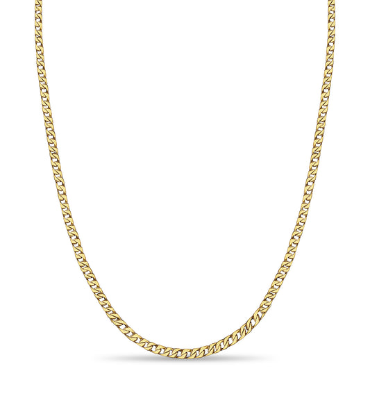 Curb Solid Gold Handmade Necklace , 9mm, 16-30 Inch