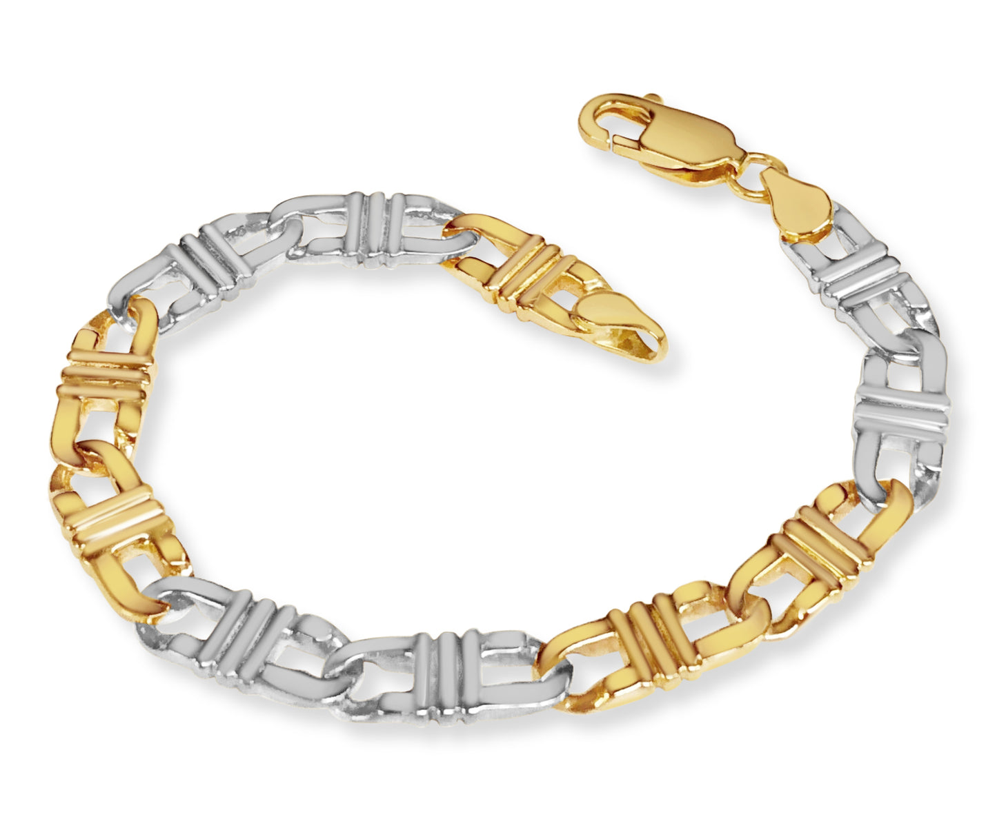 Flat Solid Gold Handmade Bracelet , 7mm, 6.5-10 Inch