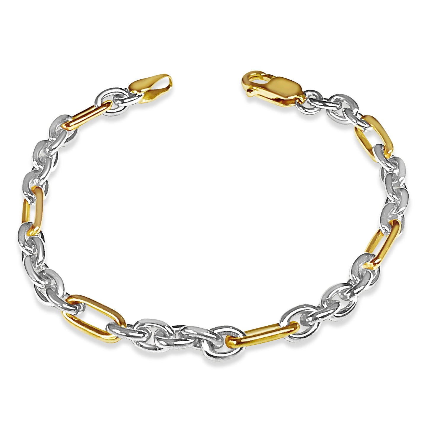 Rolo (Figaro) Solid Gold Handmade Bracelet , 5mm, 6.5-10 Inch