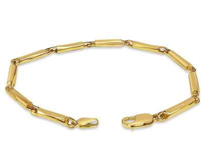 Cylinder Tube Solid Gold Handmade Bracelet , 4mm, 6.5-10 Inch
