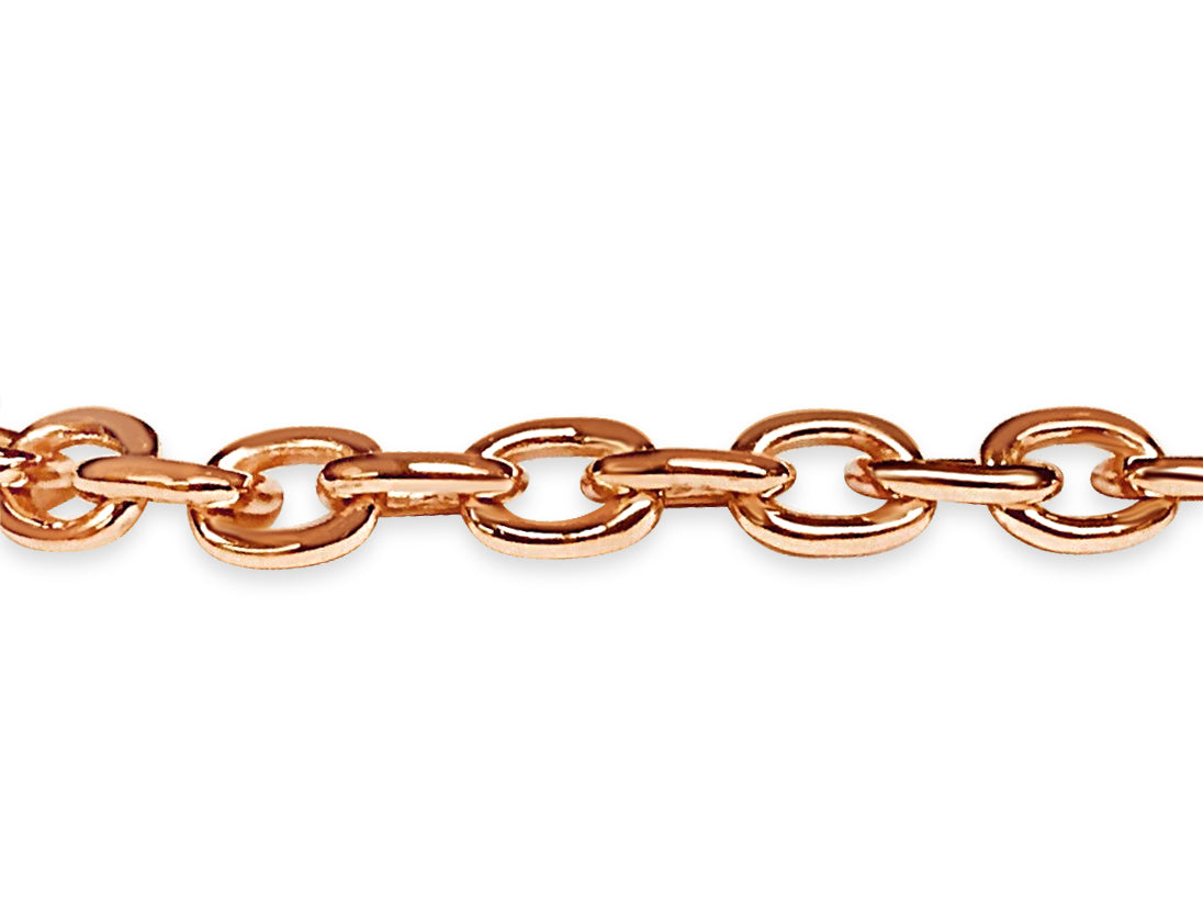 Fancy Rolo Solid Gold Handmade Bracelet , 5mm, 6.5-10 Inch