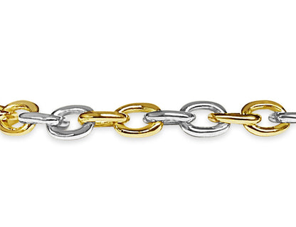 Fancy Rolo Solid Gold Handmade Bracelet , 5mm, 6.5-10 Inch