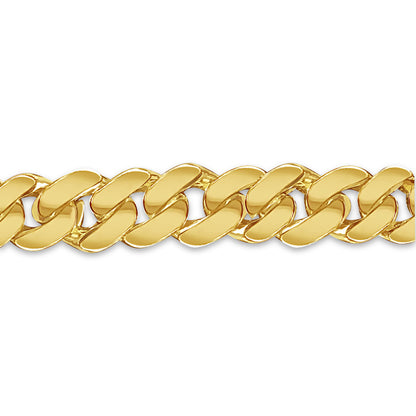 Curb Solid Gold Handmade Necklace , 12mm, 16-30 Inch