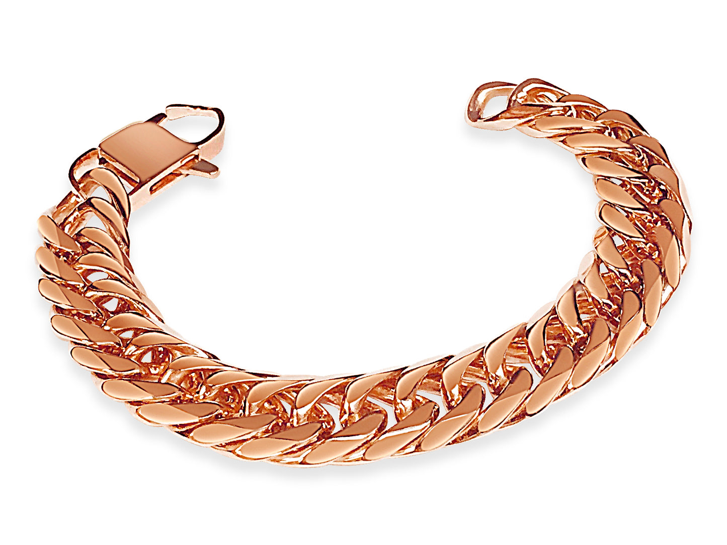 Curb Solid Gold Handmade Bracelet , 16mm, 6.5-10 Inch
