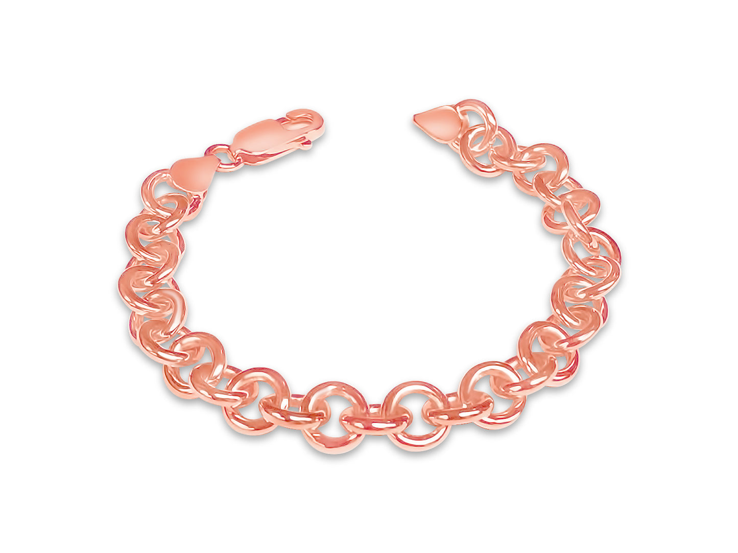 Fancy Rolo Solid Gold Handmade Bracelet , 9mm, 6.5-10 Inch