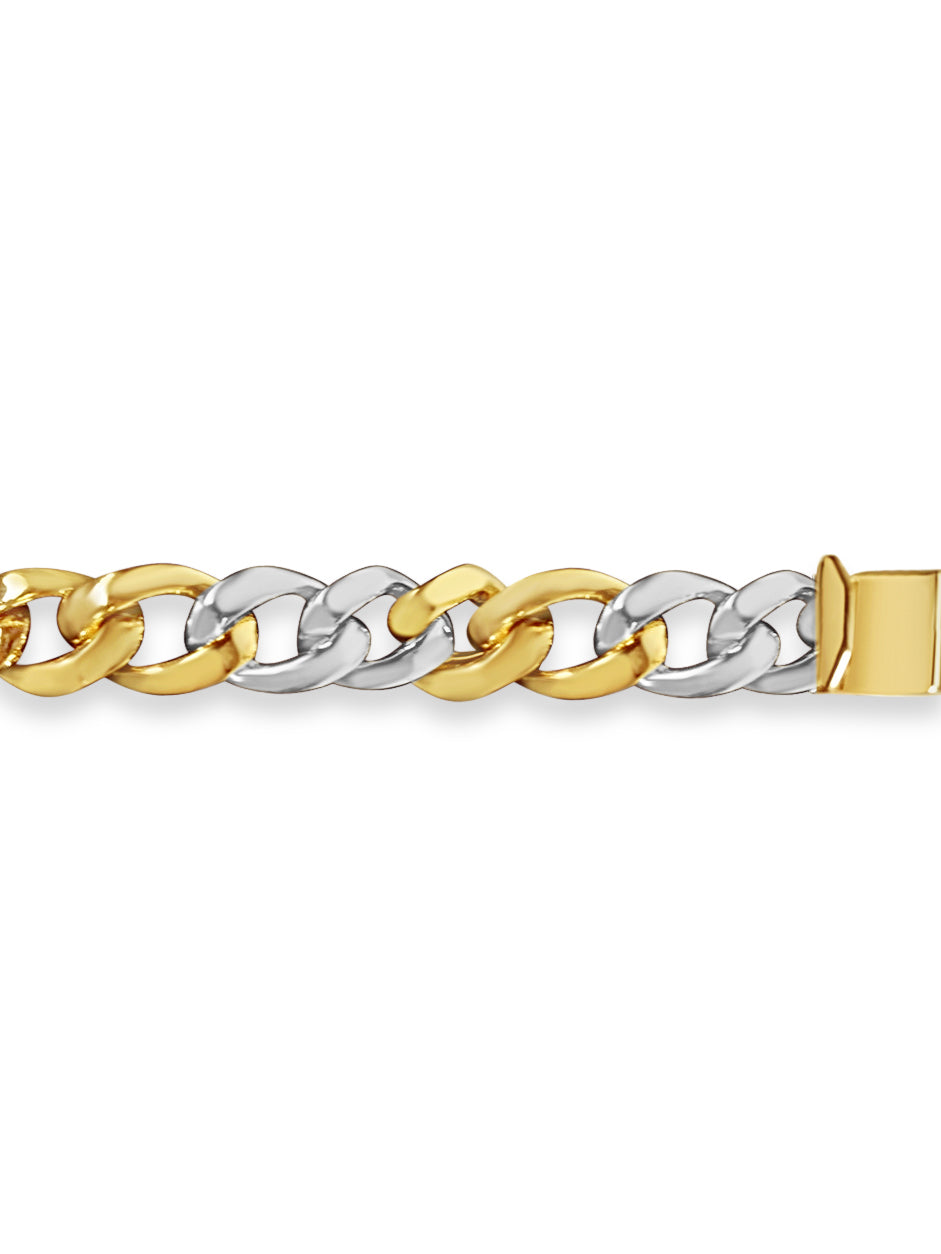 Curb Solid Gold Handmade Bracelet , 13mm, 6.5-10 Inch