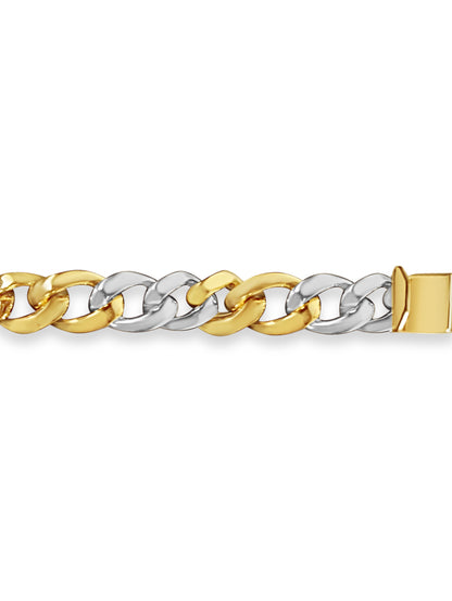 Curb Solid Gold Handmade Bracelet , 13mm, 6.5-10 Inch