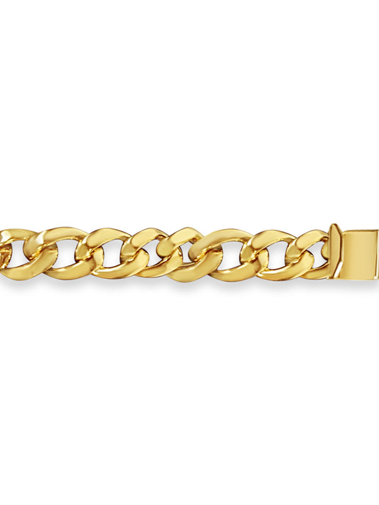 Curb Solid Gold Handmade Bracelet , 13mm, 6.5-10 Inch