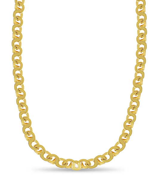 Flat Solid Gold Handmade Necklace , 12mm, 16-30 Inch