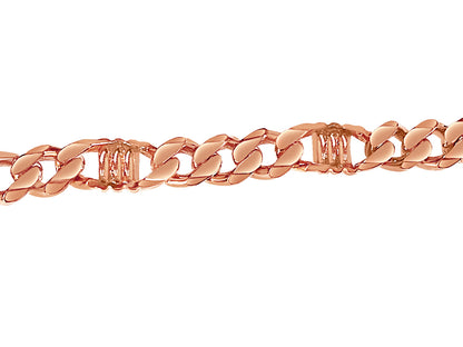 Curb & Bar Solid Gold Handmade Bracelet , 11mm, 6.5-10 Inch