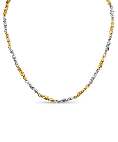 Nugget Solid Gold Handmade Necklace , 5mm, 16-30 Inch