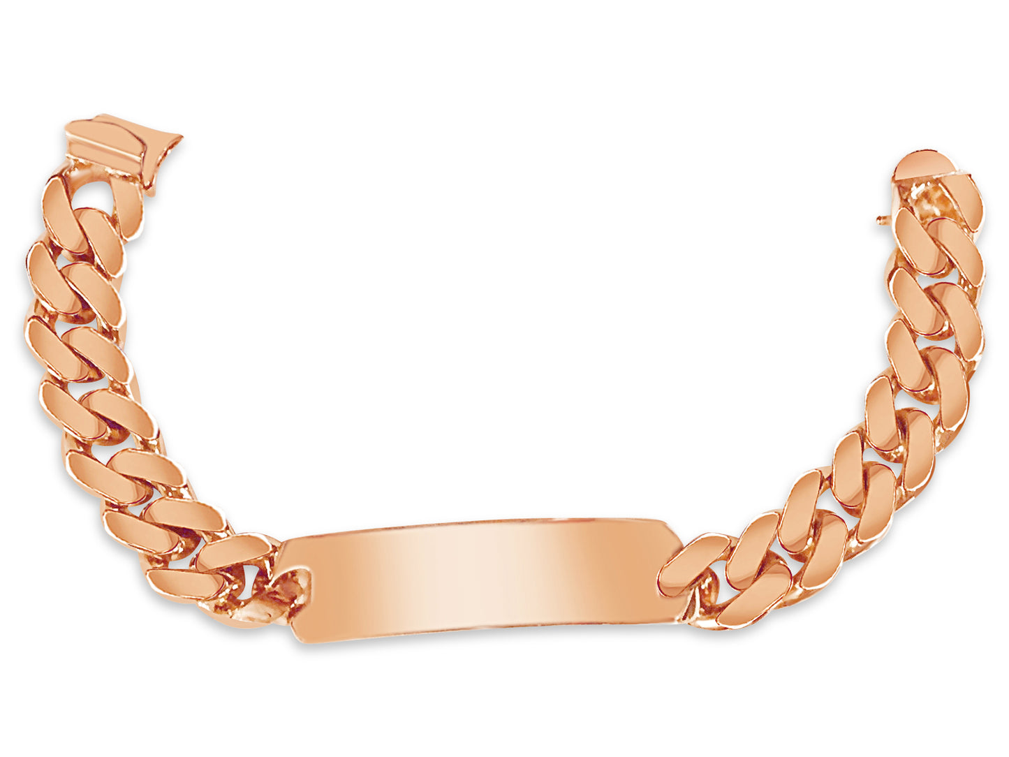 ID Curb Solid Gold Handmade Bracelet , 15mm, 6.5-10 Inch
