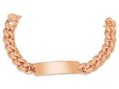 ID Curb Solid Gold Handmade Bracelet , 15mm, 6.5-10 Inch