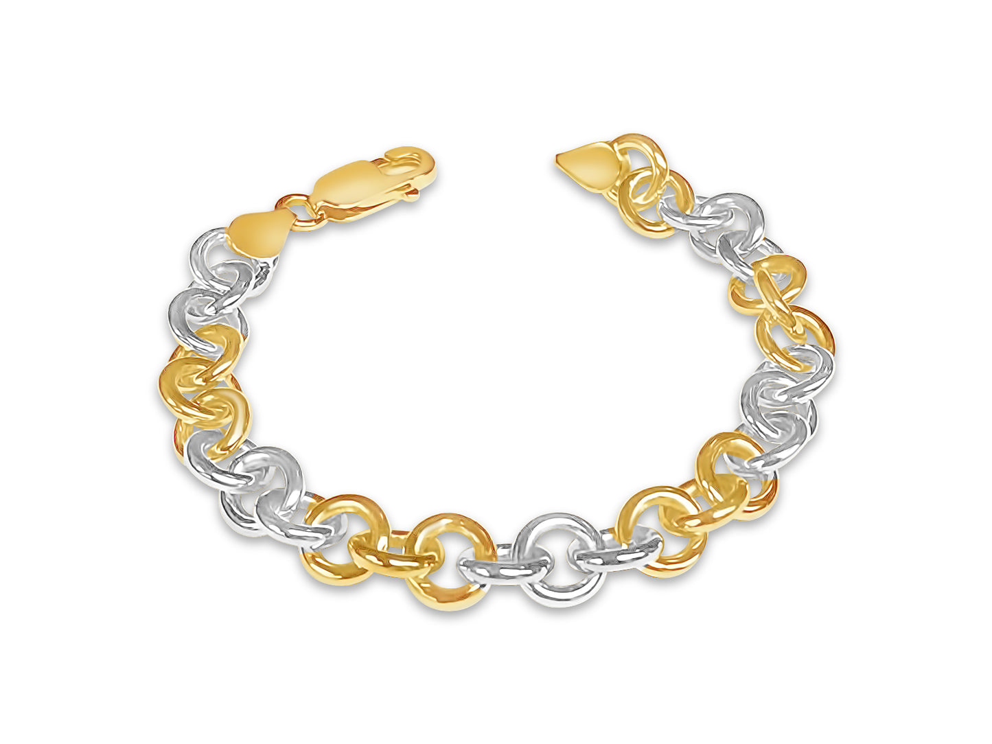 Fancy Rolo Solid Gold Handmade Bracelet , 9mm, 6.5-10 Inch
