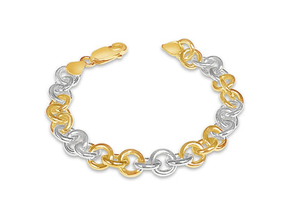 Fancy Rolo Solid Gold Handmade Bracelet , 9mm, 6.5-10 Inch