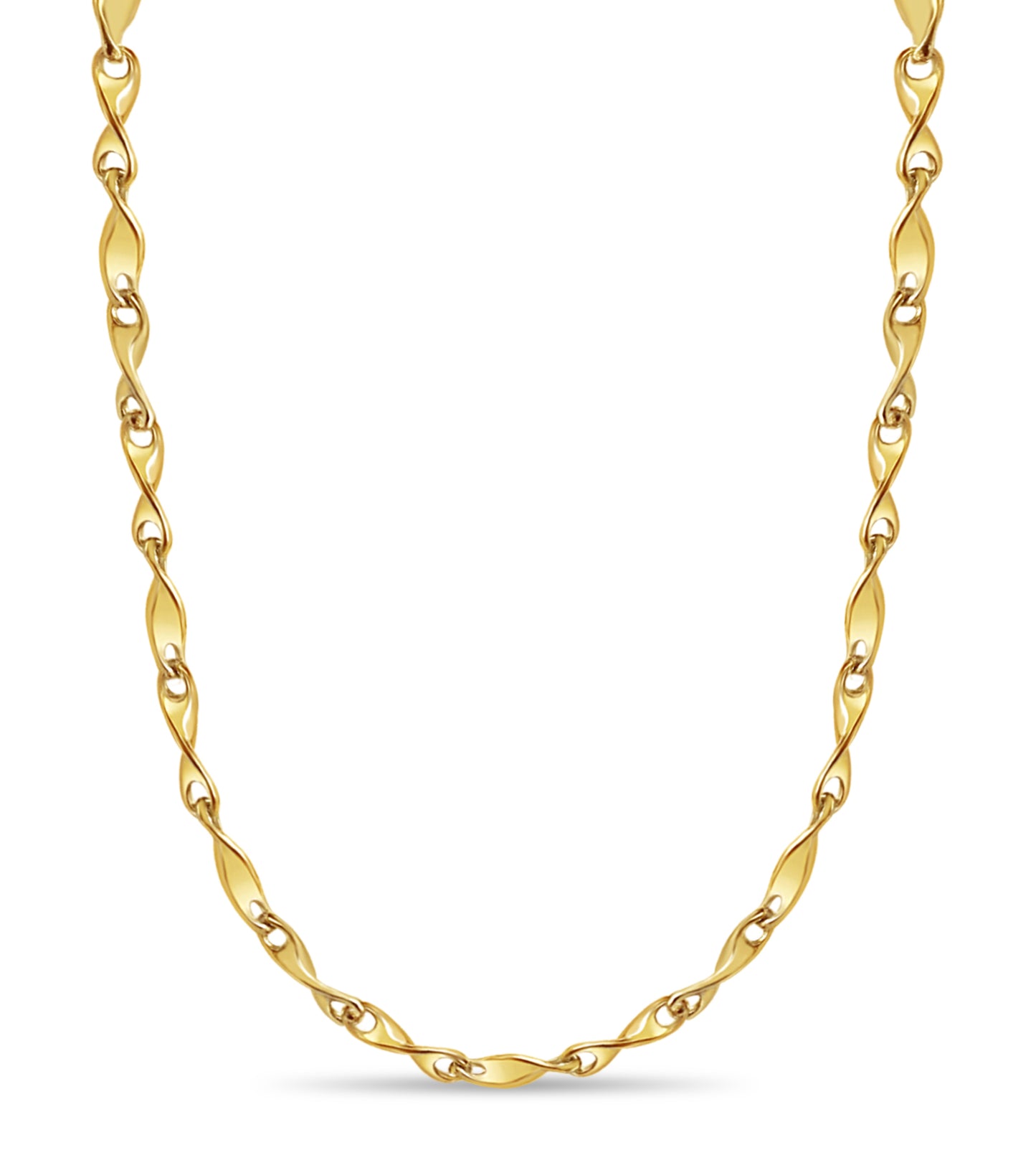 Twist Solid Gold Handmade Necklace , 4mm, 16-30 Inch