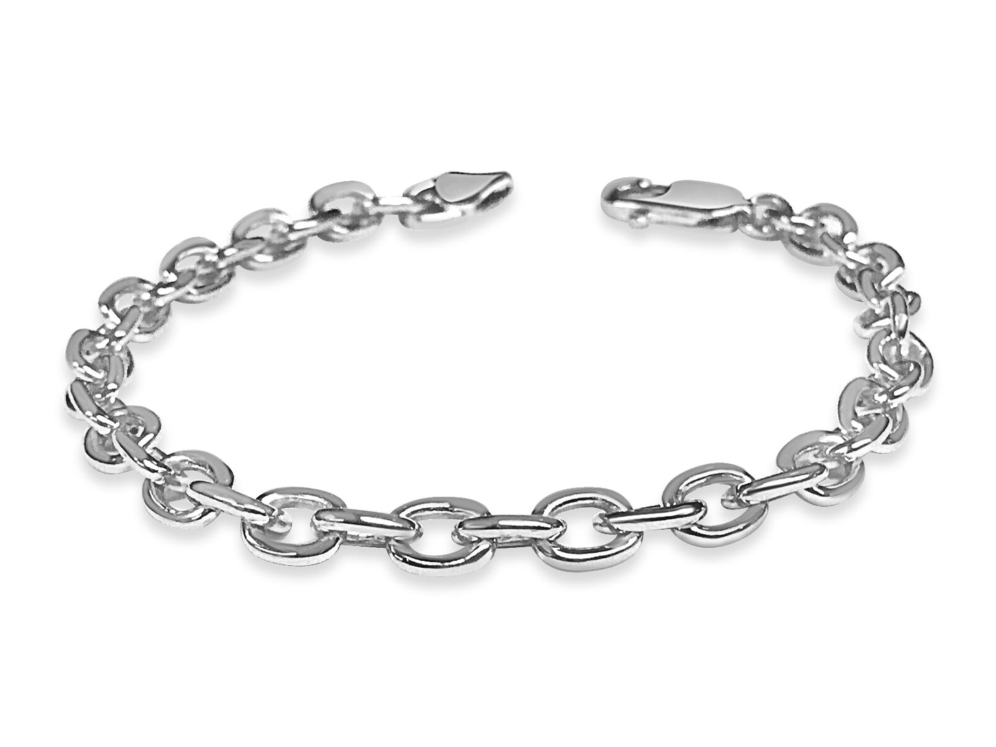 Fancy Rolo Solid Gold Handmade Bracelet , 5mm, 6.5-10 Inch