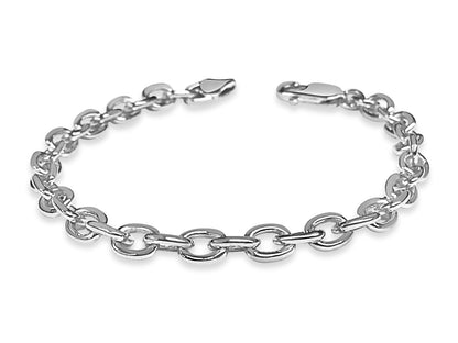 Fancy Rolo Solid Gold Handmade Bracelet , 5mm, 6.5-10 Inch