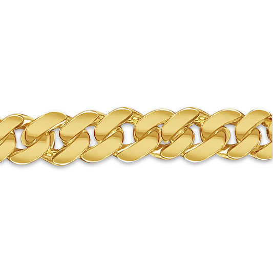 Curb Solid Gold Handmade Bracelet , 12mm, 6.5-10 Inch