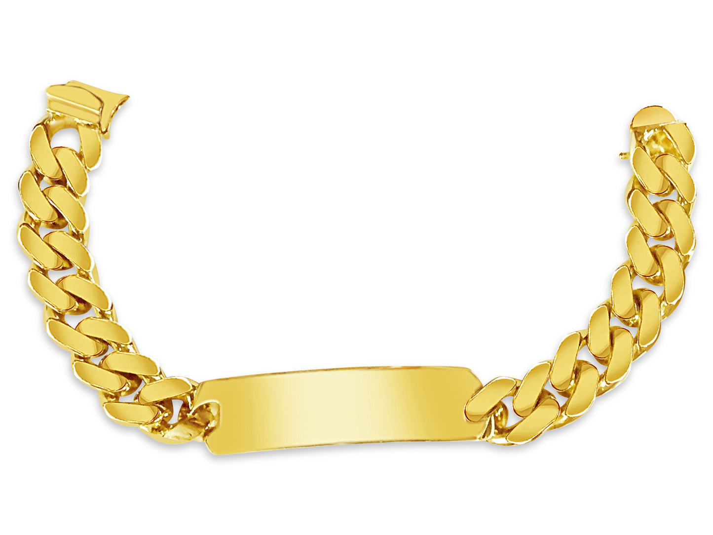 ID Curb Solid Gold Handmade Bracelet , 15mm, 6.5-10 Inch