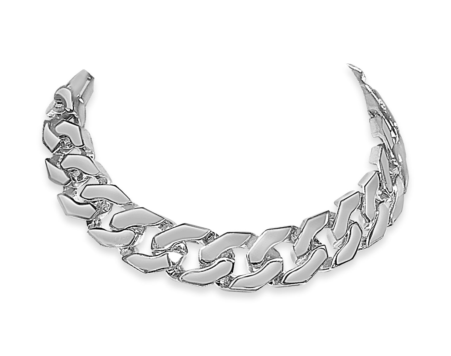 Curb Solid Gold Handmade Bracelet , 15mm, 6.5-10 Inch