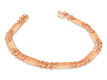 Figaro Bar Solid Gold Handmade Bracelet , 8mm, 6.5-10 Inch