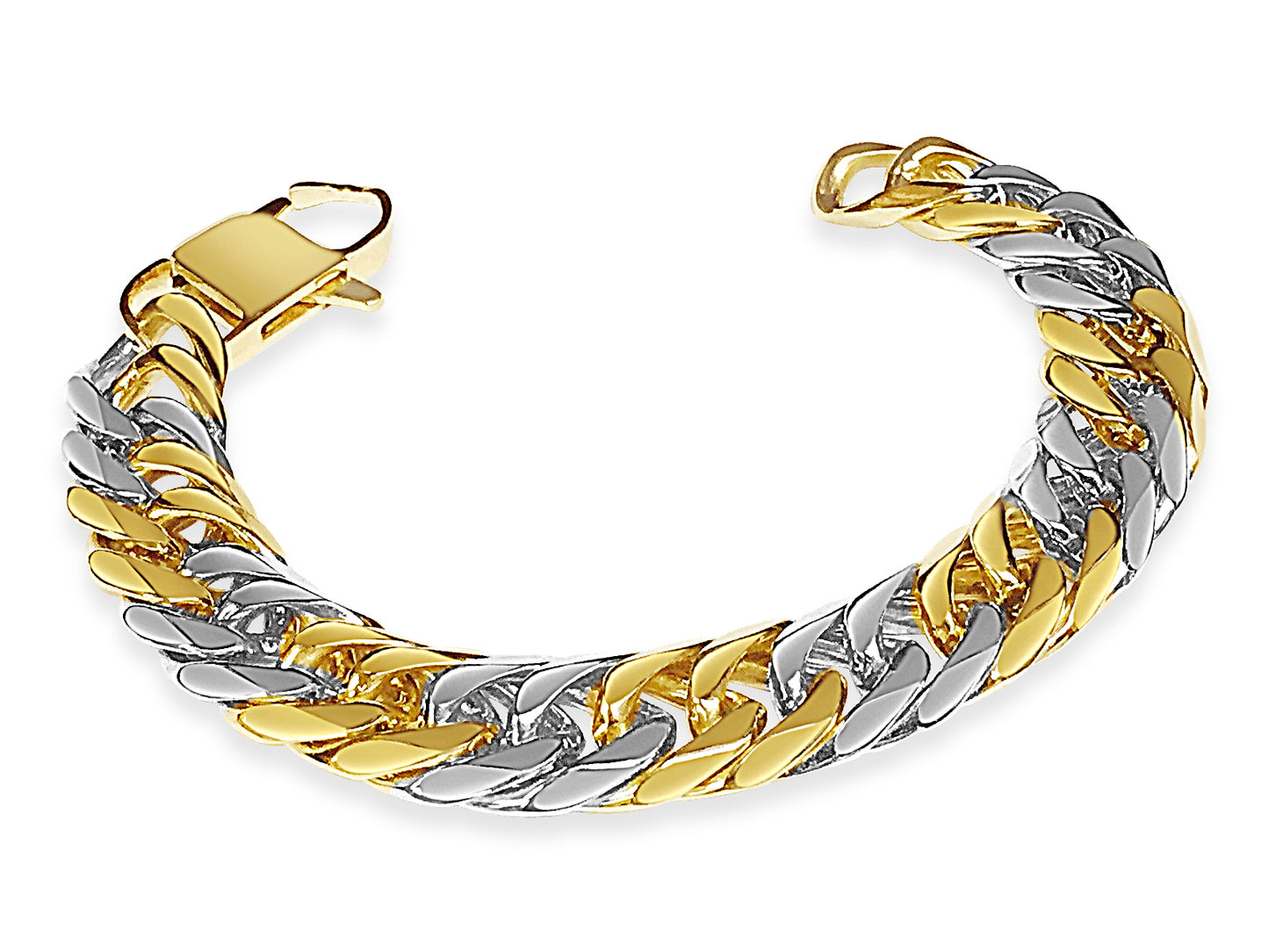 Curb Solid Gold Handmade Bracelet , 16mm, 6.5-10 Inch