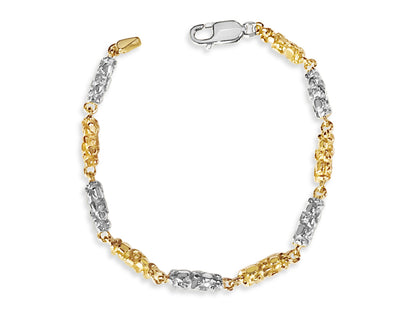 Nugget Solid Gold Handmade Bracelet , 5mm, 6.5-10 Inch