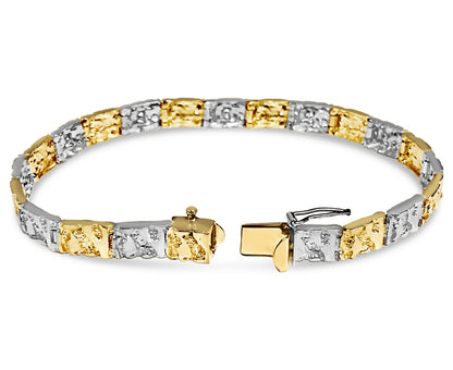 Nugget Solid Gold Handmade Bracelet , 6mm, 6.5-10 Inch