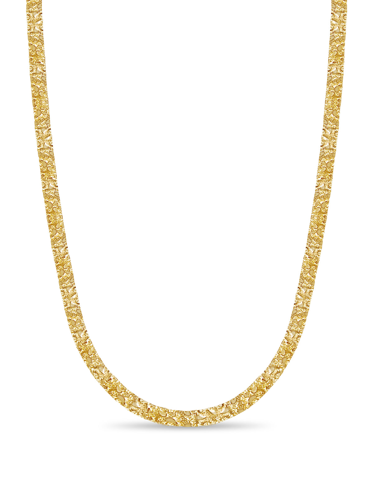 18k Solid Yellow Gold Handmade 7mm Nugget Link Necklace, 30", Approx 61g