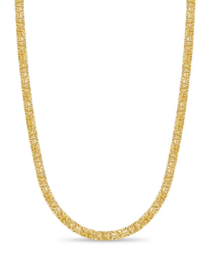 18k Solid Yellow Gold Handmade 7mm Nugget Link Necklace, 30", Approx 61g