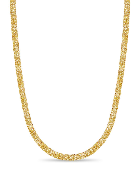 18k Solid Yellow Gold Handmade 7mm Nugget Link Necklace, 30", Approx 61g