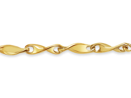 18k Solid Yellow Gold Handmade 4mm Twist Link Bracelet, 9.5", Approx 12g