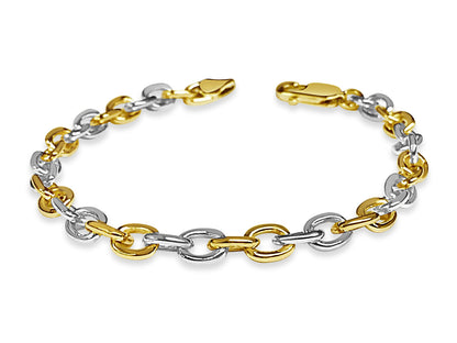 Fancy Rolo Solid Gold Handmade Bracelet , 5mm, 6.5-10 Inch