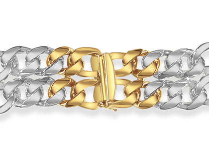 ID Figaro Solid Gold Handmade Bracelet , 23mm, 6.5-10 Inch