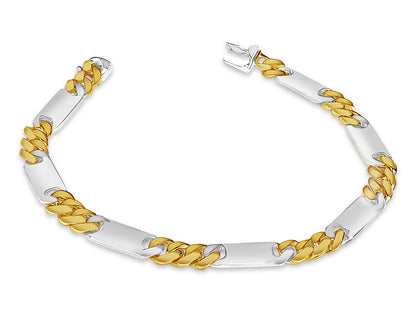 Figaro Bar Solid Gold Handmade Bracelet , 8mm, 6.5-10 Inch